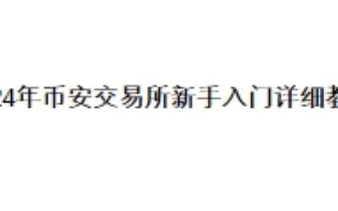 2024年币安交易所新手入门详细教程